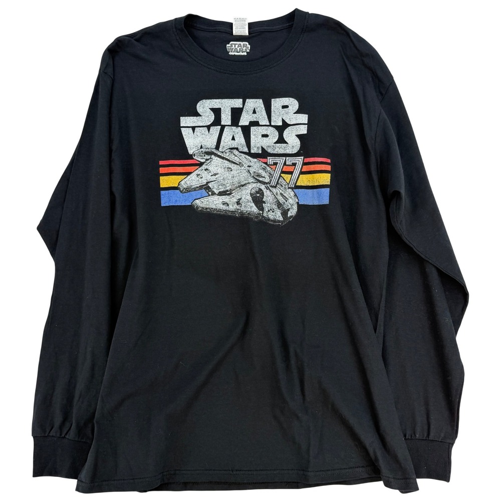 Star Wars Millennium Falcon Long Sleeve Black Graphic Retro L